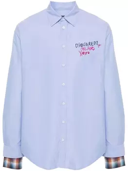Dsquared2 рубашка с вышитым логотипом, синий