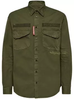Dsquared2 рубашка с вышитым логотипом, зеленый