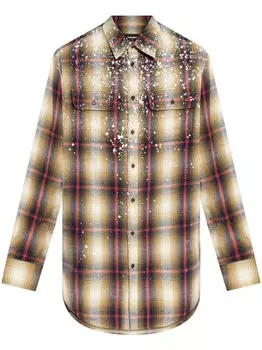 Dsquared2 рубашка в клетку DSQUARED2 с кристаллами, коричневый