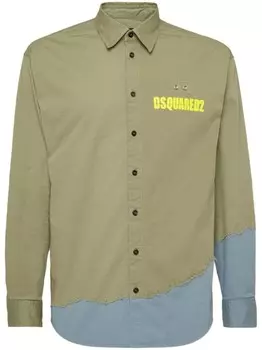 Dsquared2 рубашка в стиле колор-блок с логотипом, зеленый