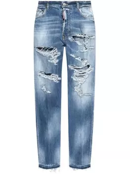 Dsquared2 рваные джинсы прямого покроя со средней посадкой, синий