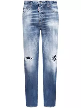 Dsquared2 рваные прямые джинсы, синий