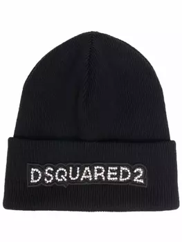 DSQUARED2 шапка бини с логотипом, черный