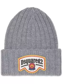DSQUARED2 шапка бини с логотипом, серый