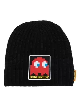 Dsquared2 шапка бини с нашивкой-логотипом, черный