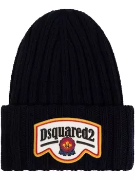 DSQUARED2 шапка бини с нашивкой-логотипом, черный