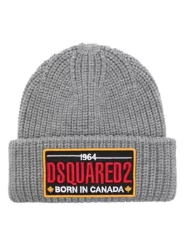 DSQUARED2 шапка бини с нашивкой-логотипом, серый