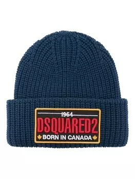 DSQUARED2 шапка бини с нашивкой-логотипом, синий