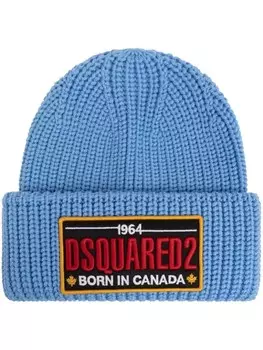DSQUARED2 шапка бини с нашивкой-логотипом, синий
