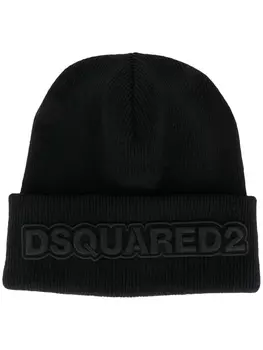 Dsquared2 шапка бини с вышитым логотипом, черный