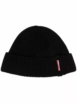 Dsquared2 шапка бини в рубчик, черный