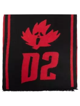 Dsquared2 шарф с бахромой и логотипом D2, черный