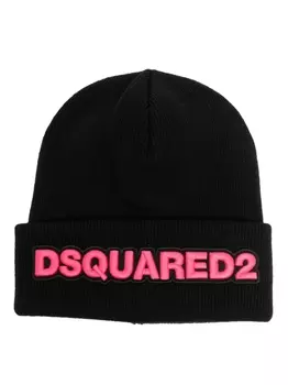 Dsquared2 шерстяная шапка бини с логотипом, черный
