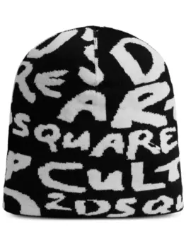 Dsquared2 шерстяная шапка бини с логотипом, черный