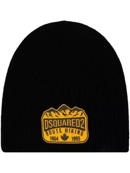 Dsquared2 шерстяная шапка с логотипом-аппликацией, черный