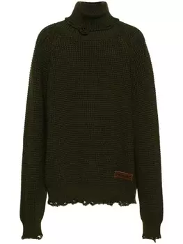 Dsquared2 шерстяной джемпер с высоким воротником, зеленый