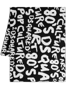 Dsquared2 шерстяной шарф с логотипом, черный