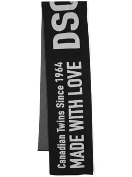 Dsquared2 шерстяной шарф с логотипом, черный