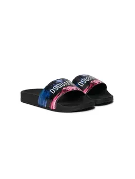Dsquared2 шлепанцы из искусственной кожи с графичным принтом, черный