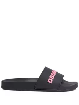 DSQUARED2 шлепанцы с логотипом, черный