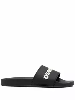 Шлепанцы Dsquared2 With Embossed Logo, черный/белый