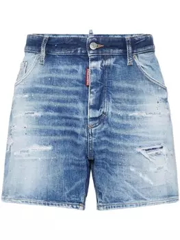 DSQUARED2 шорты с эффектом потертости, синий