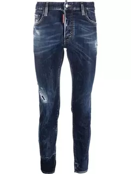 Dsquared2 slim-fit distressed-effect jeans, синий