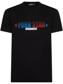 Dsquared2 slogan-print cotton T-shirt, черный