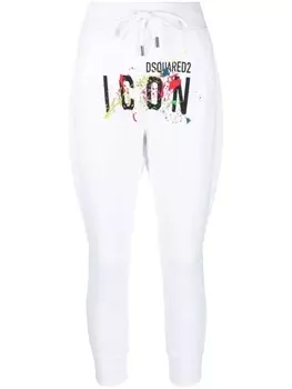 Dsquared2 спортивные брюки Icon с эффектом разбрызганной краски, белый