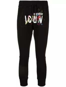 Dsquared2 спортивные брюки Icon с эффектом разбрызганной краски, черный