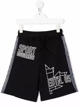Dsquared2 спортивные шорты с кулиской и принтом, черный