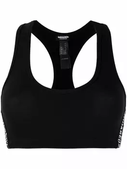 Dsquared2 спортивный бюстгальтер с логотипом, черный