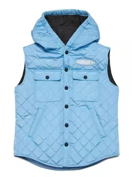 Dsquared2 стеганый жилет с капюшоном, синий