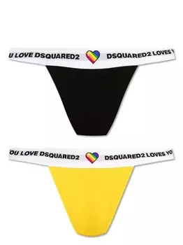 Dsquared2 стринги с логотипом на поясе (упаковка из двух штук), черный