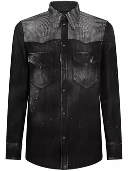 Dsquared2 stud-embellished denim shirt, черный