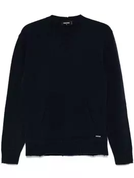 DSQUARED2 свитер с карманом-кенгуру, синий
