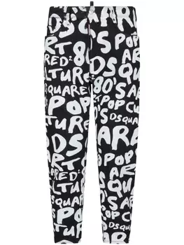 Dsquared2 text-print slim-fit jeans, черный