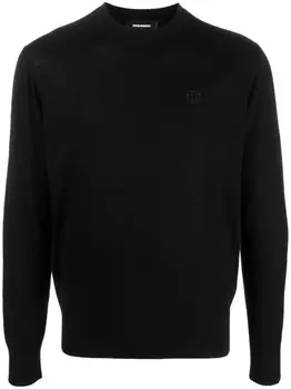 Dsquared2 толстовка из вирджинской шерсти с вышитым логотипом, черный