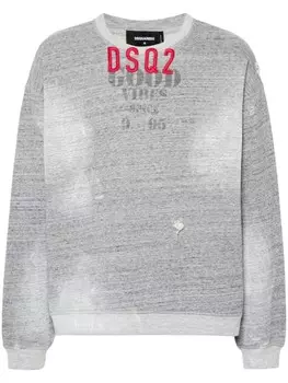 DSQUARED2 толстовка с эффектом потертости, серый