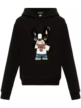 Dsquared2 толстовка с капюшоном из хлопка с графическим принтом, черный