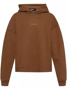 Dsquared2 толстовка с капюшоном из хлопка с логотипом, коричневый
