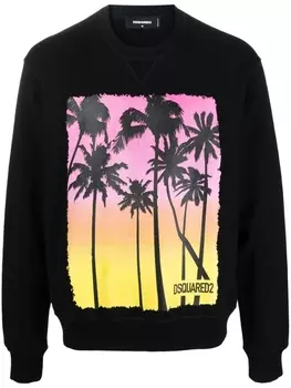 Dsquared2 толстовка с логотипом и графичным принтом, черный