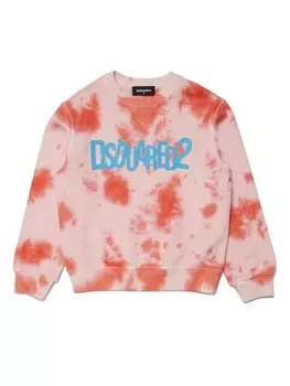 Dsquared2 толстовка с принтом тай-дай и логотипом, красный