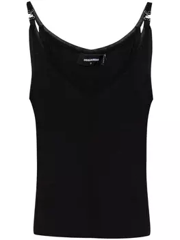 DSQUARED2 топ без рукавов на крючках, черный