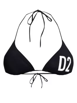 DSQUARED2 топ бикини с треугольными чашечками и макси-логотипом, черный