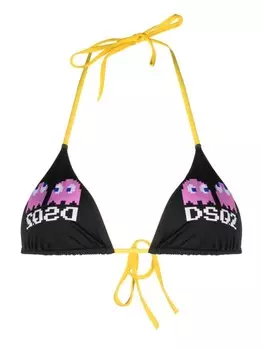 DSQUARED2 топ бикини с треугольными чашками из коллаборации с Pac-Man, черный
