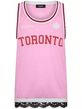 Dsquared2 топ из джерси с кружевом, розовый
