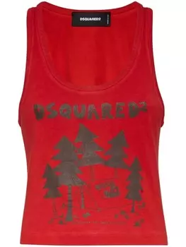 DSQUARED2 топ с графичным принтом, красный
