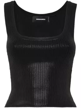 DSQUARED2 топ в рубчик, черный