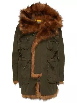 DSQUARED2 тренч с искусственным мехом, зеленый